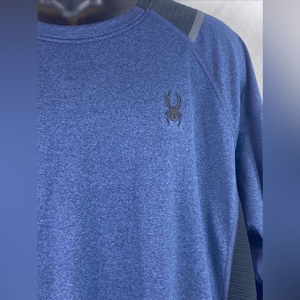 Spyder Active Mens Long Sleeve Shirt Pullover Athletic Blue Black Size XL - Picture 2 of 10